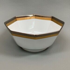Fitz & Floyd Platine d' Or 7" Bowl Octagon Octagonal Gold Platinum